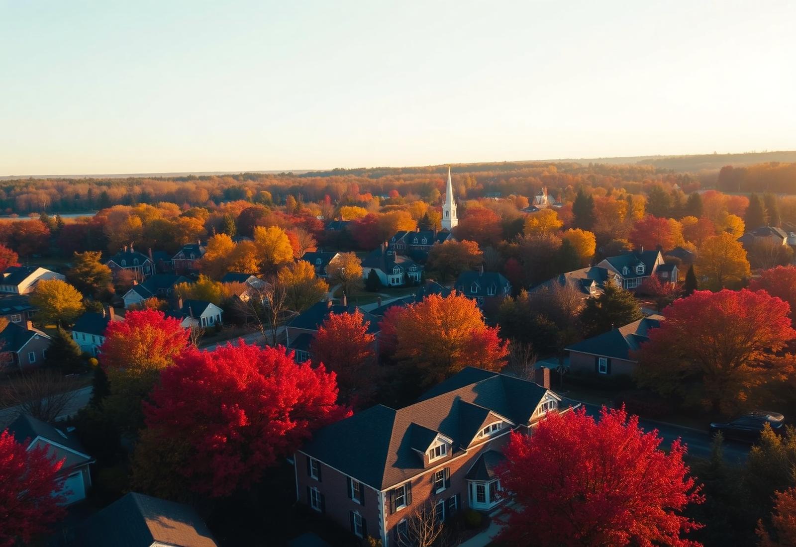 Historic Northern New Jersey downtown at golden hour